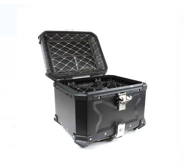 Top Case Aluminio 45 litros Negro, Con Respaldo