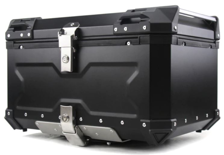 Top Case Aluminio 65 litros Negro, Con Respaldo