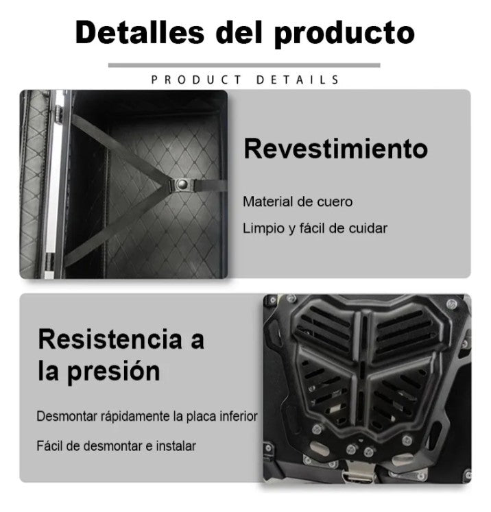 Top Case Aluminio 45 litros Negro, Con Respaldo