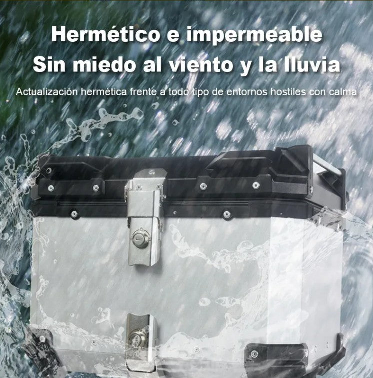 Top Case Aluminio 45 litros Negro, Con Respaldo