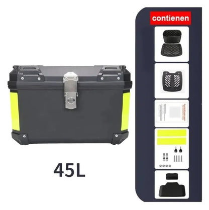 Maleta Moto ABS Top Case 45 Litros, Respaldo + Forro