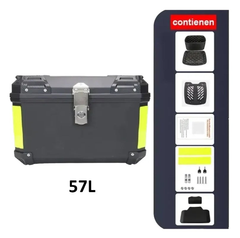 Maleta Moto ABS Top Case 57 Litros, Respaldo + Forro
