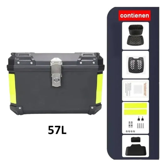 Maleta Moto ABS Top Case 57 Litros, Respaldo + Forro