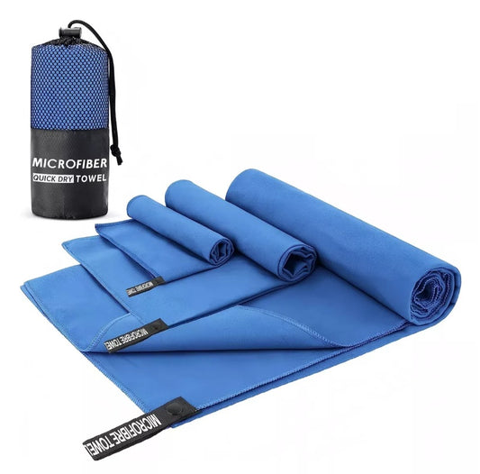 Set 3 Toalla Baño Viaje Microfibra Secado Rápido + Bolso (Colores)