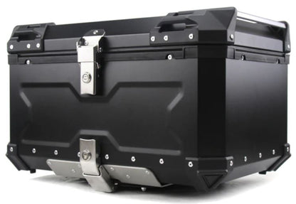 Top Case Aluminio 65 litros Negro, Con Respaldo