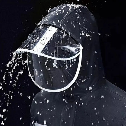 Traje De Agua Negro Impermeable Motociclista Reflectante (Tallas)