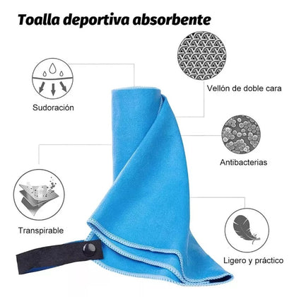 Set 3 Toalla Baño Viaje Microfibra Secado Rápido + Bolso (Colores)
