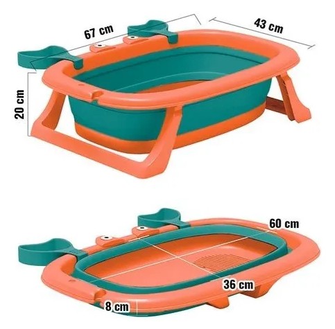 Tina Para Bebé Bañera Plegable Modelo Cangrejo + Malla Reforzada (Colores)