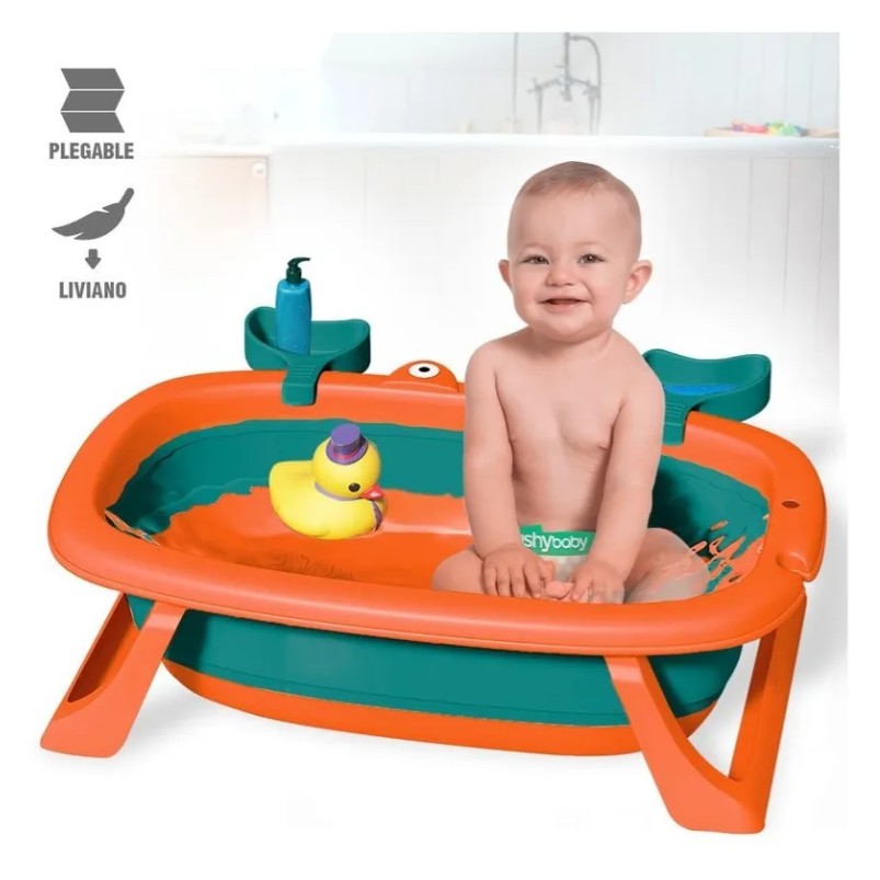 Tina Para Bebé Bañera Plegable Modelo Cangrejo + Malla Reforzada (Colores)