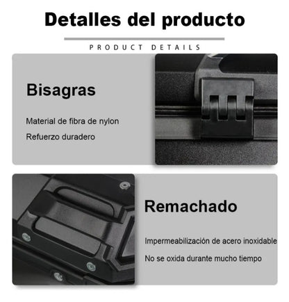 Top Case Aluminio 65 litros Negro, Con Respaldo