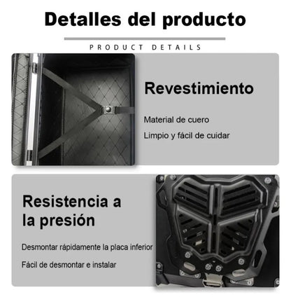 Top Case Aluminio 45 litros Silver Tapa Negra, Con Respaldo